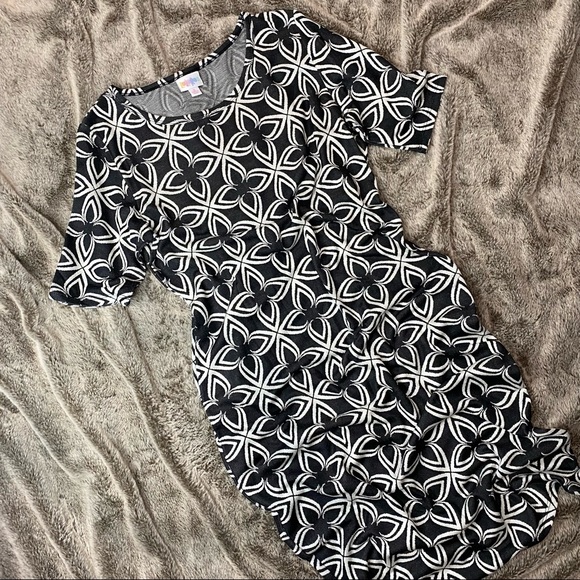 LuLaRoe Julia Dress Black & Grey - Picture 1 of 5